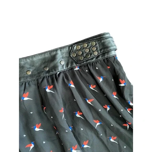 Torrid Hummingbird Skirt chiffon Leather Studded Black Plus Women 20 Bird - Picture 7 of 14